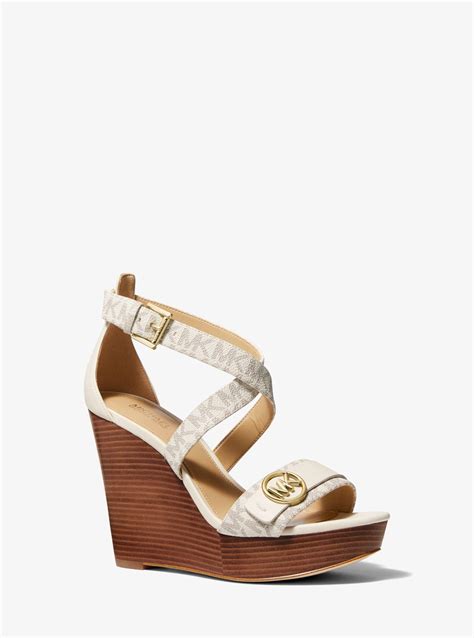 michael kors carmen faux leather wedge sandal|Carmen Logo Wedge Sandal .